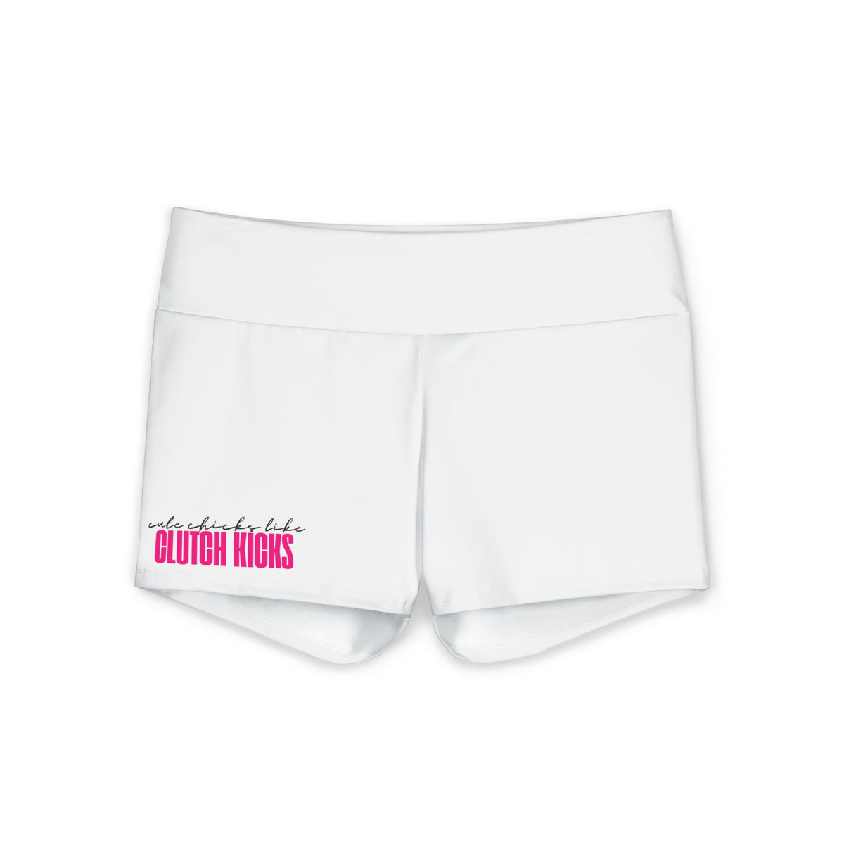 Cute Chicks Like Clutch Kicks White Yoga Shorts