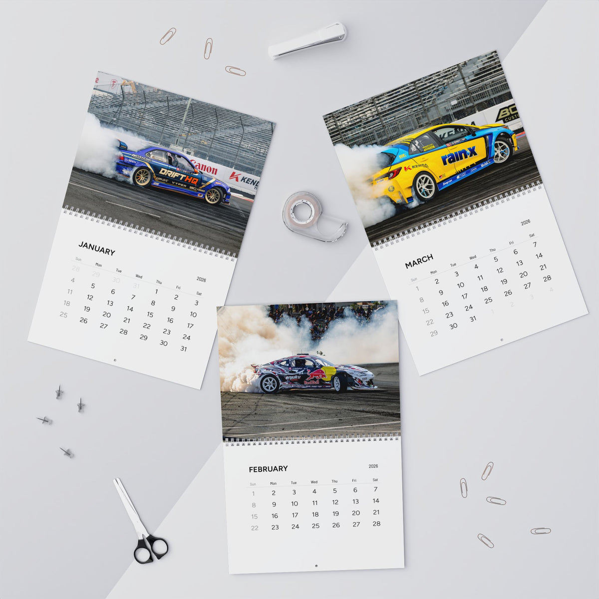 Drift Cars Wall Calendar | 2026 Racing Photography Calendar