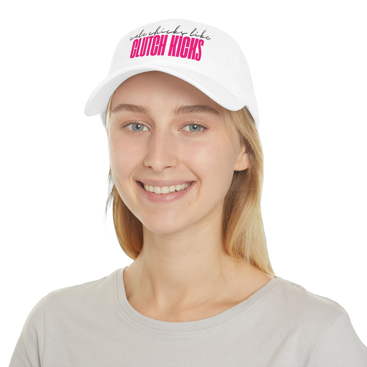 Cute Chicks like CLUTCH KICKS Cap | Baseball Hat with Pink Script